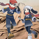 Pictured are the Trainers from Pokémon Legends.
